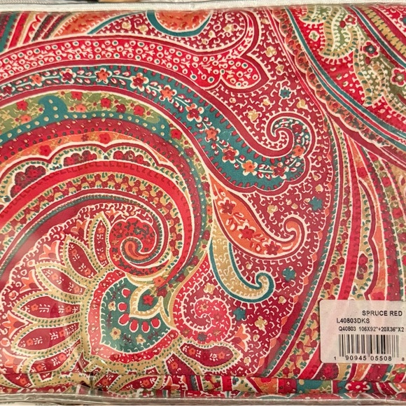 Levtex Home King Duvet Set - Red and Green Paisley - Picture 3 of 3